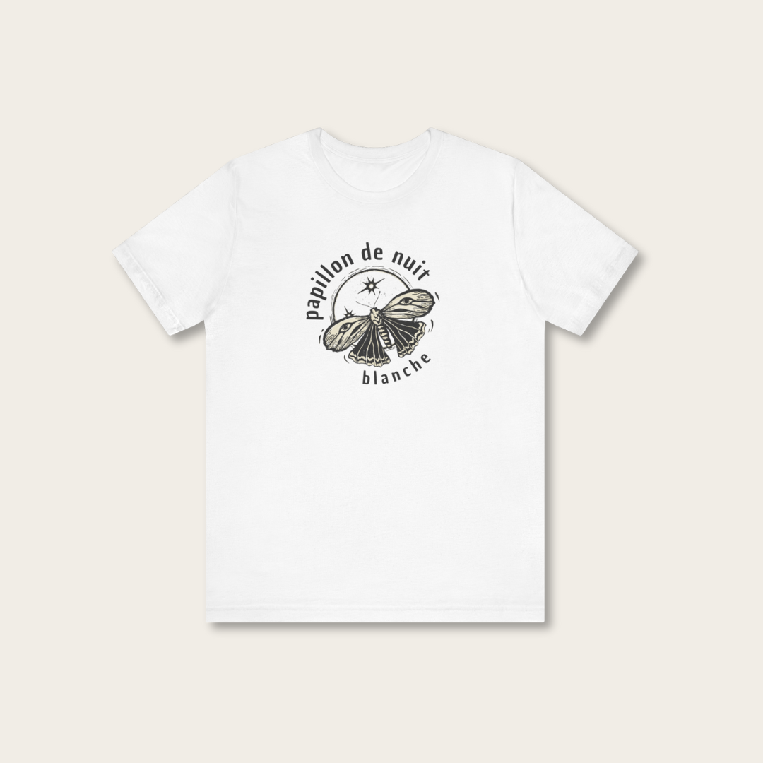 T-shirt blanc unisexe - Papillon de nuit blanche