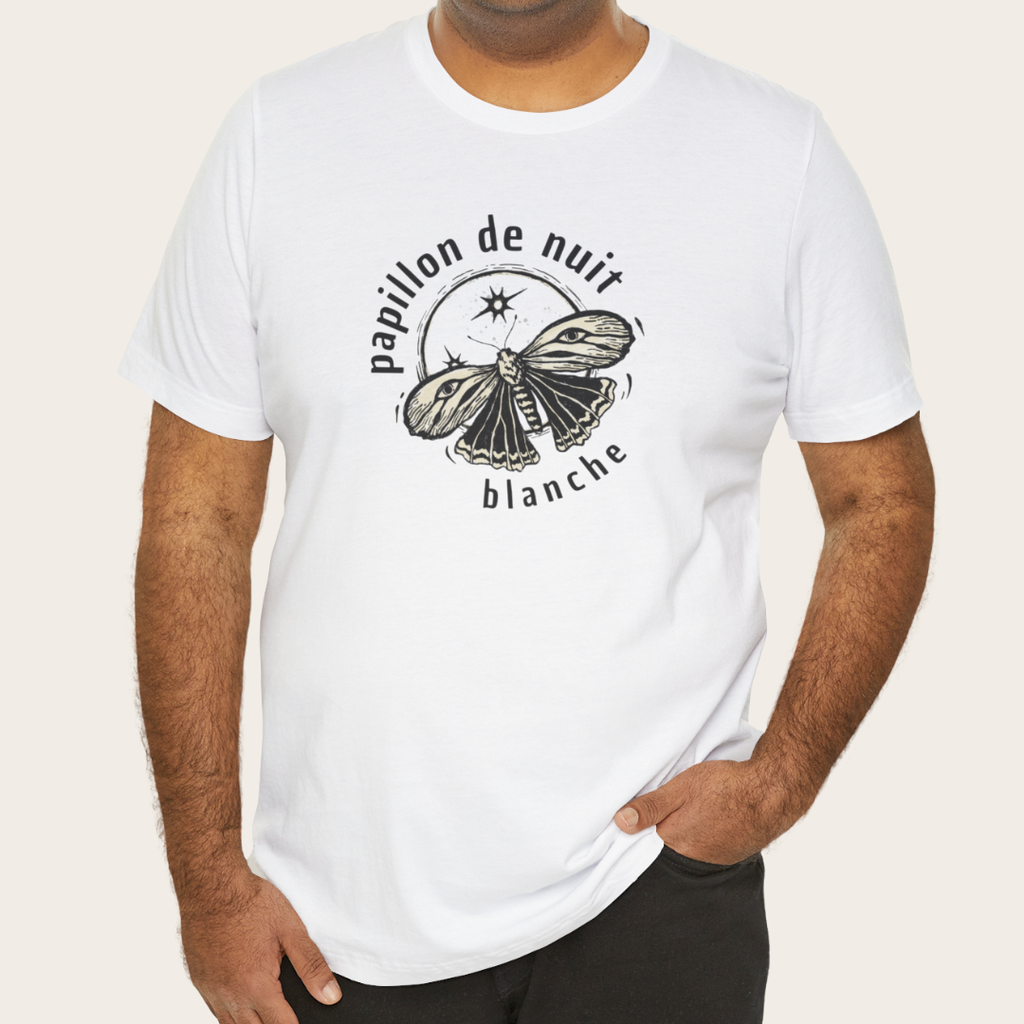 T-shirt blanc unisexe - Papillon de nuit blanche