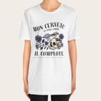 T-shirt blanc unisexe - Mon cerveau complote