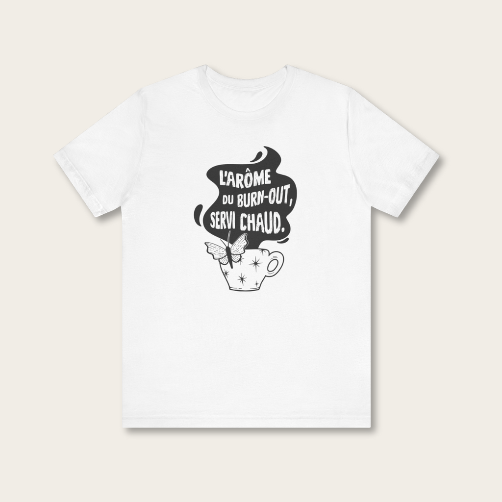 T-shirt blanc unisexe - L'arôme du burn-out